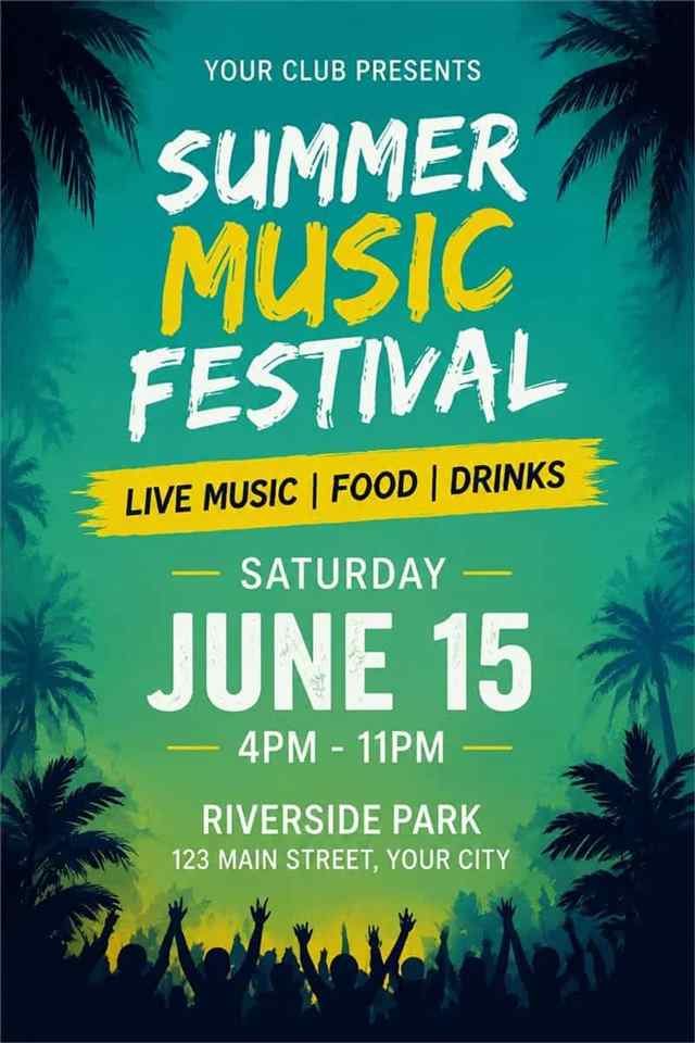 Summer music festival event poster before changing the visible date from June 15